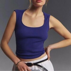 Maeve by Anthropologie Y2K Sleeveless Square‎ Neck Blue Womens Top Size S
